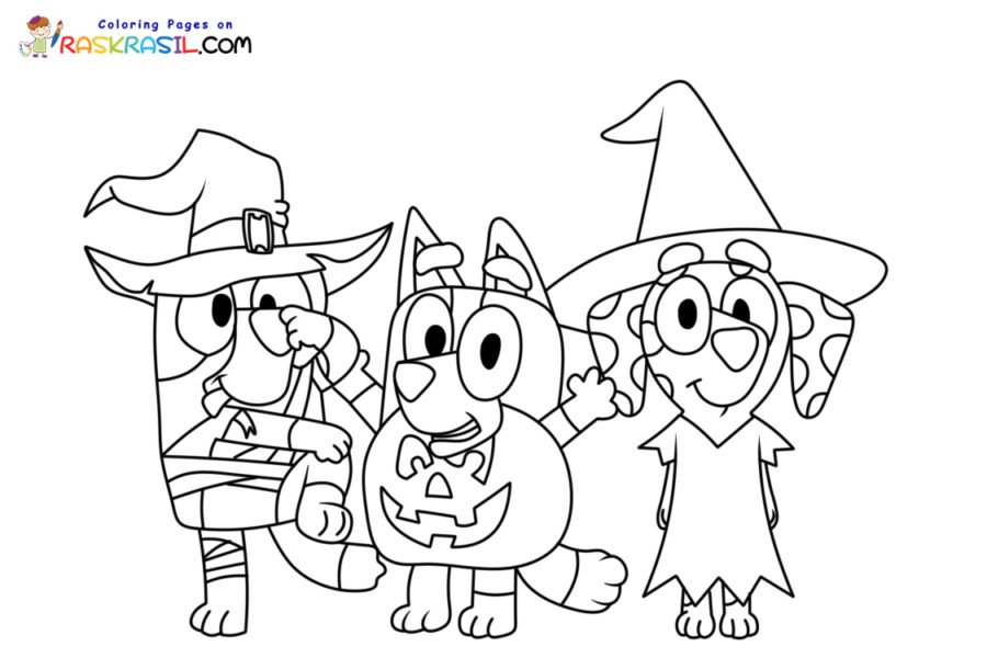 Bluey Halloween Coloring Pages Printable for Free Download