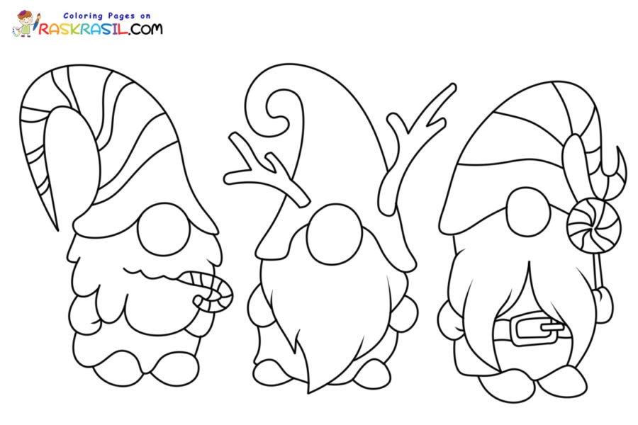 Christmas Gnome Coloring Pages Printable for Free Download