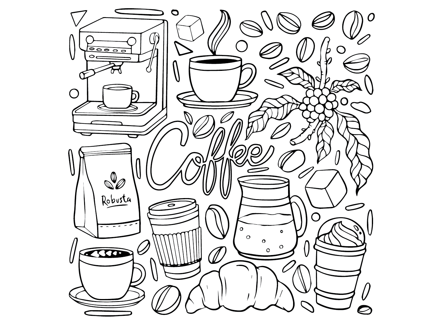 Coffee Coloring Pages Printable for Free Download