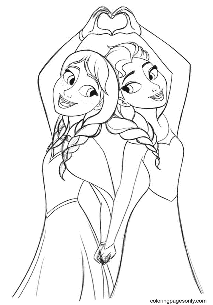 Elsa and Anna Coloring Pages Printable for Free Download