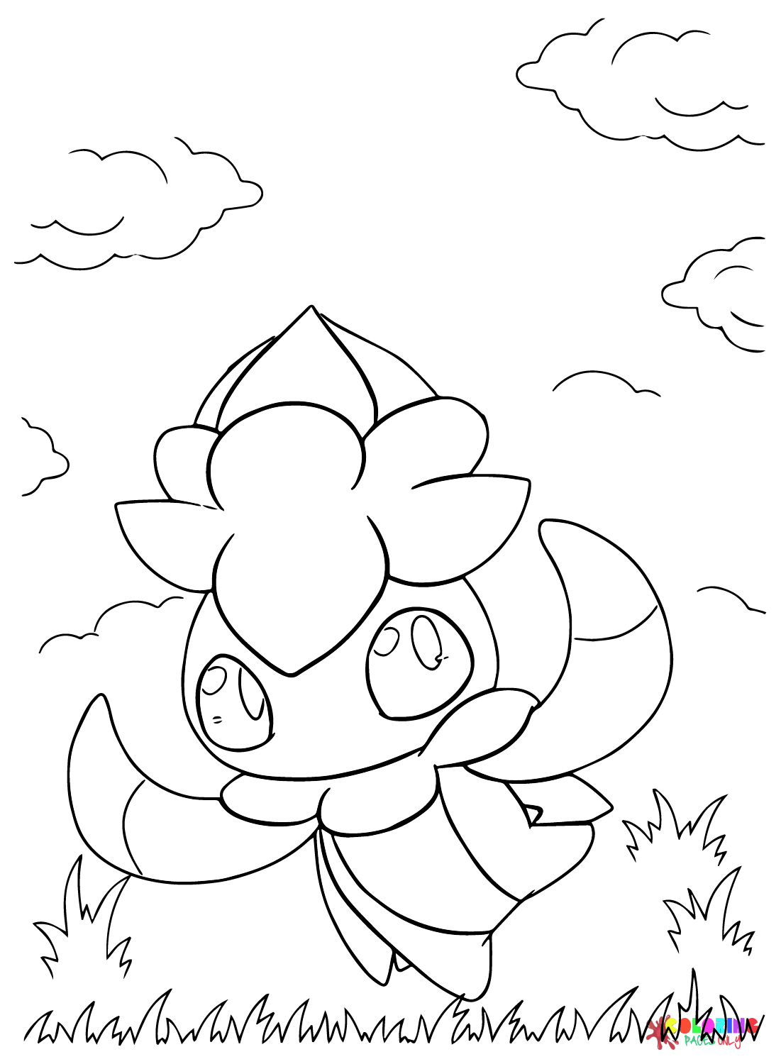 fomantis coloring page printable pokemon