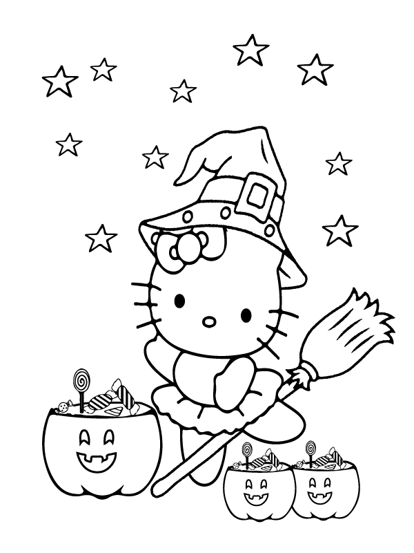 Hello Kitty Halloween Coloring Pages Printable for Free Download