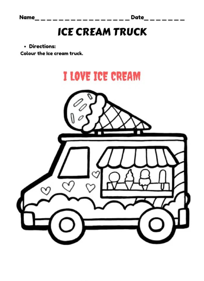 Ice Cream Truck Coloring Pages Printable for Free Download