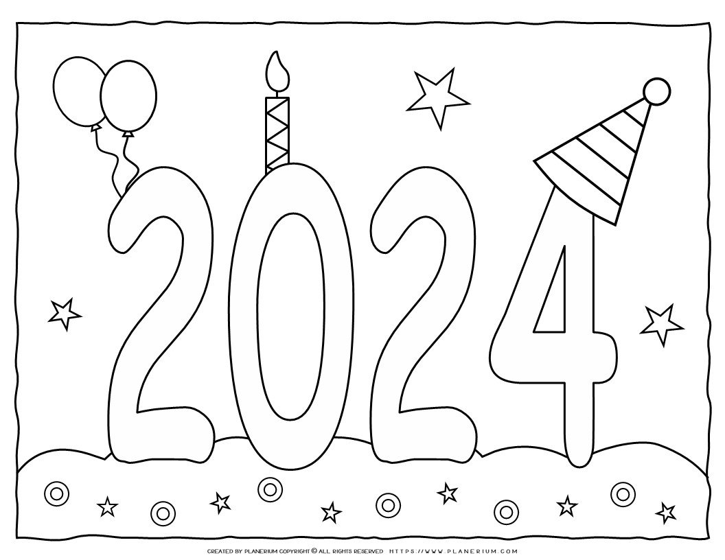 New Year 2024 Coloring Pages Printable for Free Download