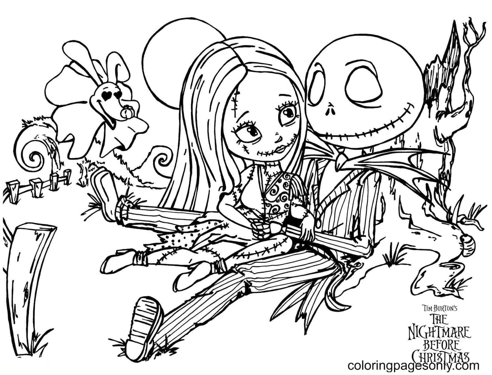 Nightmare Before Christmas Coloring Pages Printable for Free Download