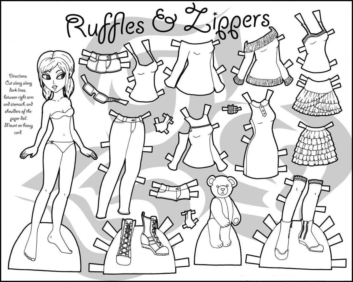 Paper Doll Coloring Pages Printable for Free Download