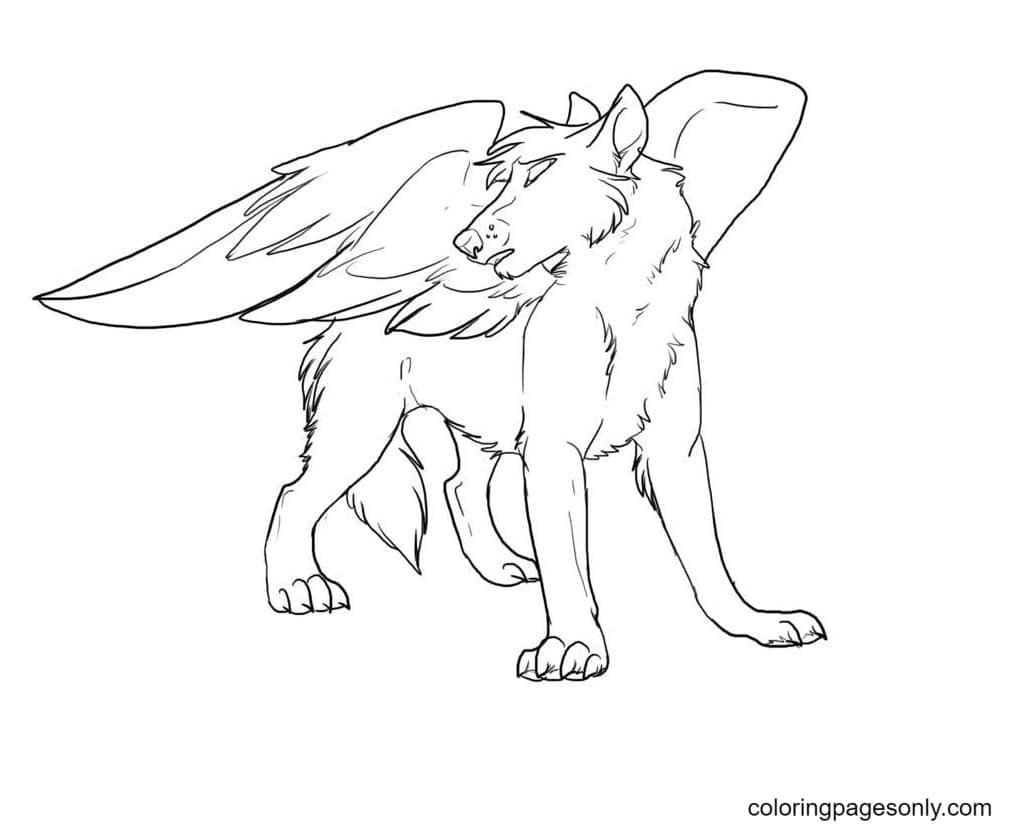 Wolf With Wings Coloring Pages Printable for Free Download