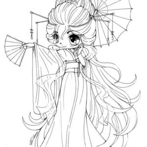 Chibi Coloring Pages 15906867 Vector Art at Vecteezy