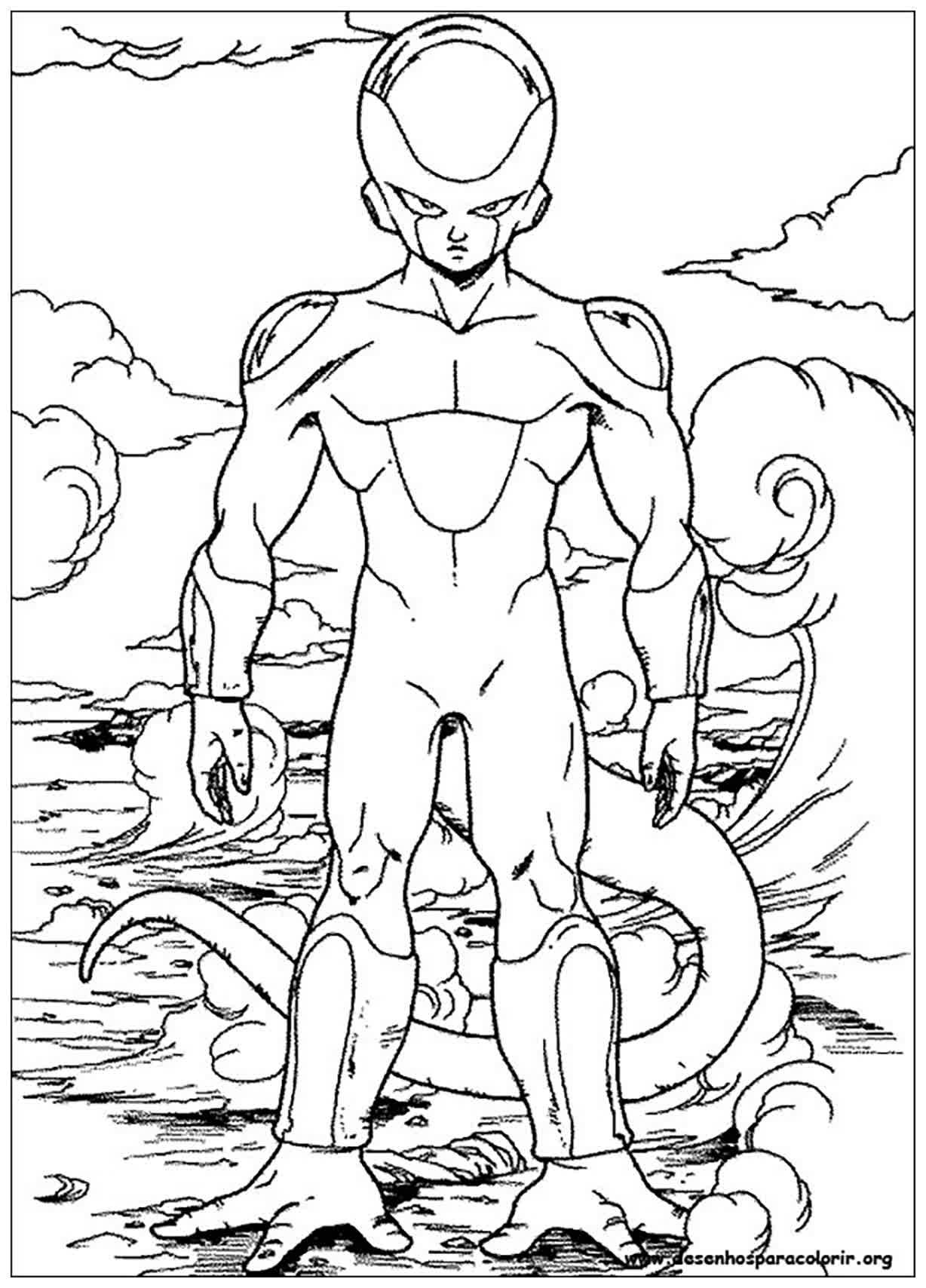 Páginas para colorir de corpo inteiro de dragon ball melhores páginas para  colorir para crianças no estilo de preto e branco