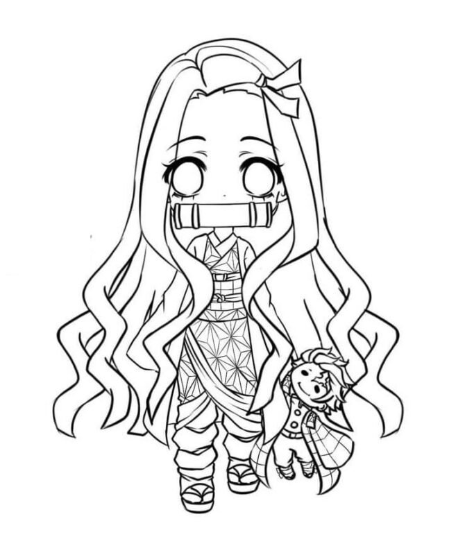 Nezuko Colouring Pages Printable for Free Download