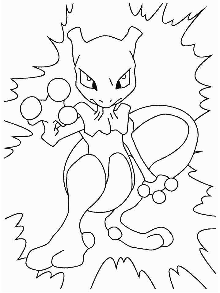 Free Printable Mewtwo Tail Coloring Page for Adults and Kids 