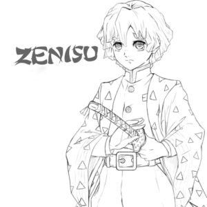Chibi Zenitsu Demon Slayer coloring page