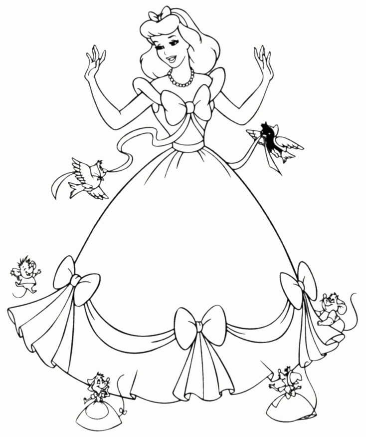 Cinderella in a ball gown coloring pages, Disney princesses coloring pages  - Colorings.cc
