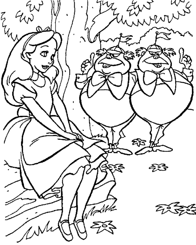 Tweedledum and Tweedledee Coloring Pages Printable for Free Download