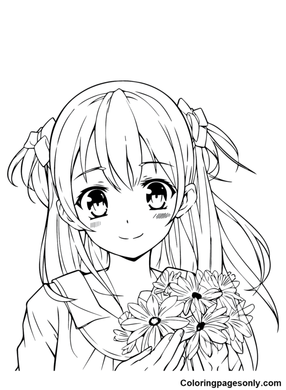 Anime Girl Coloring Pages Printable for Free Download