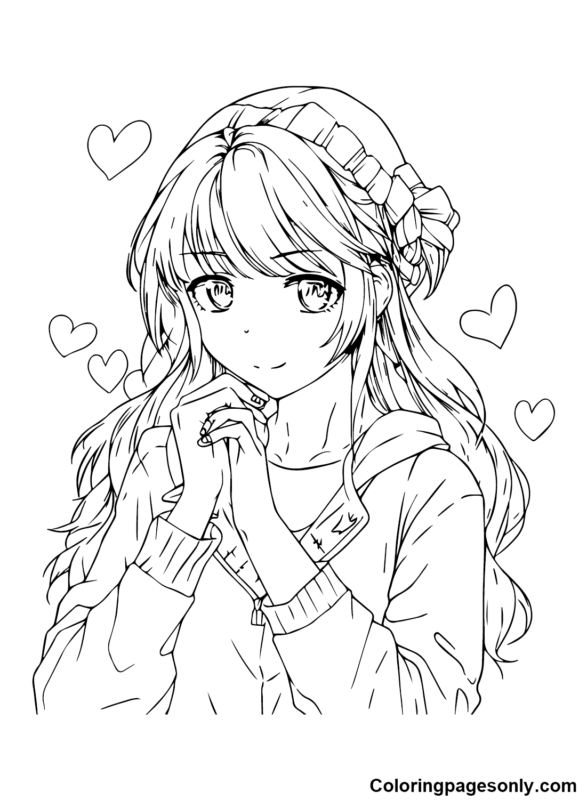 Anime Girl Coloring Pages Printable for Free Download