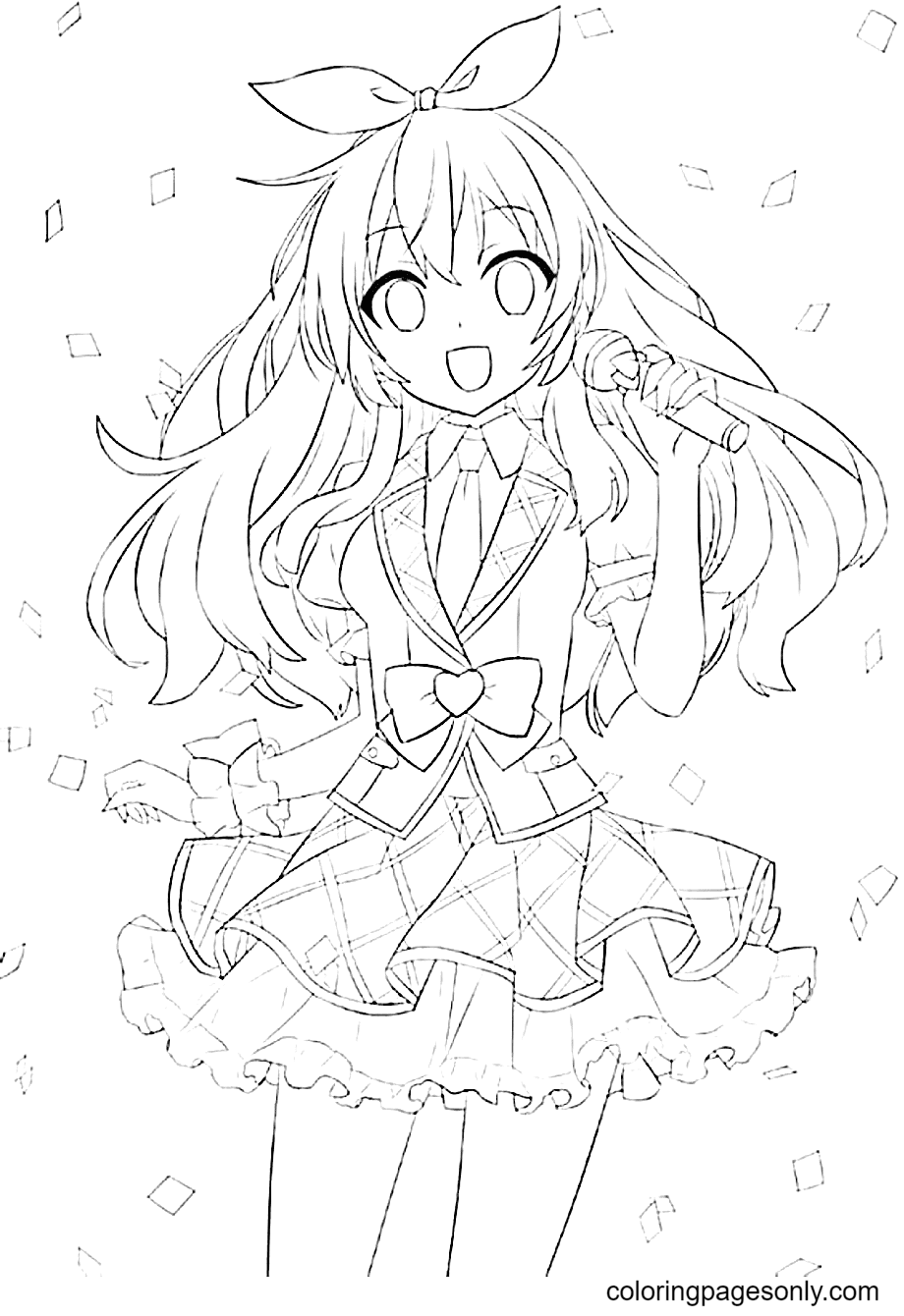 anime girl singing drawing