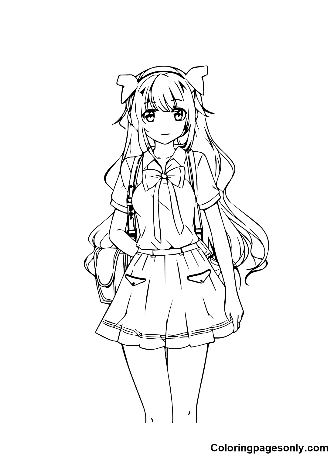 Cute Anime Girl Coloring Pages Easy - Pluscoloring.com