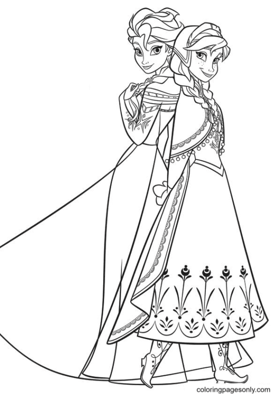 Elsa and Anna Coloring Pages Printable for Free Download