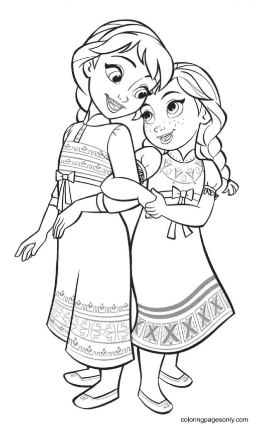 Elsa and Anna Coloring Pages Printable for Free Download