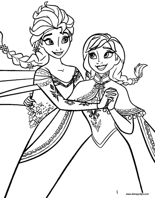 Elsa and Anna Coloring Pages Printable for Free Download