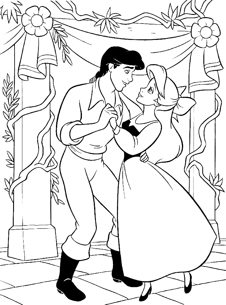 ariel the little mermaid and eric coloring pages