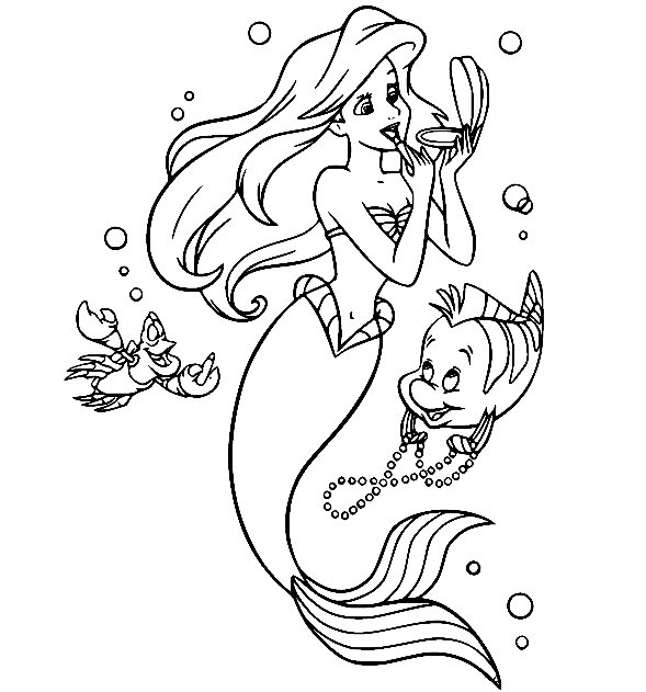 ariel and eric in boat coloring pages