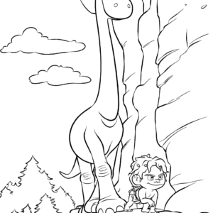 Arlo Helps Spot Good Dinosaur Coloring Pages - Free Printable