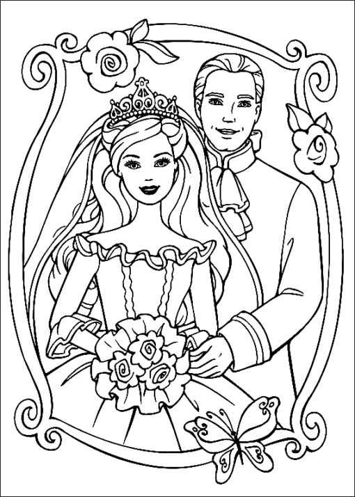 barbie and ken coloring page