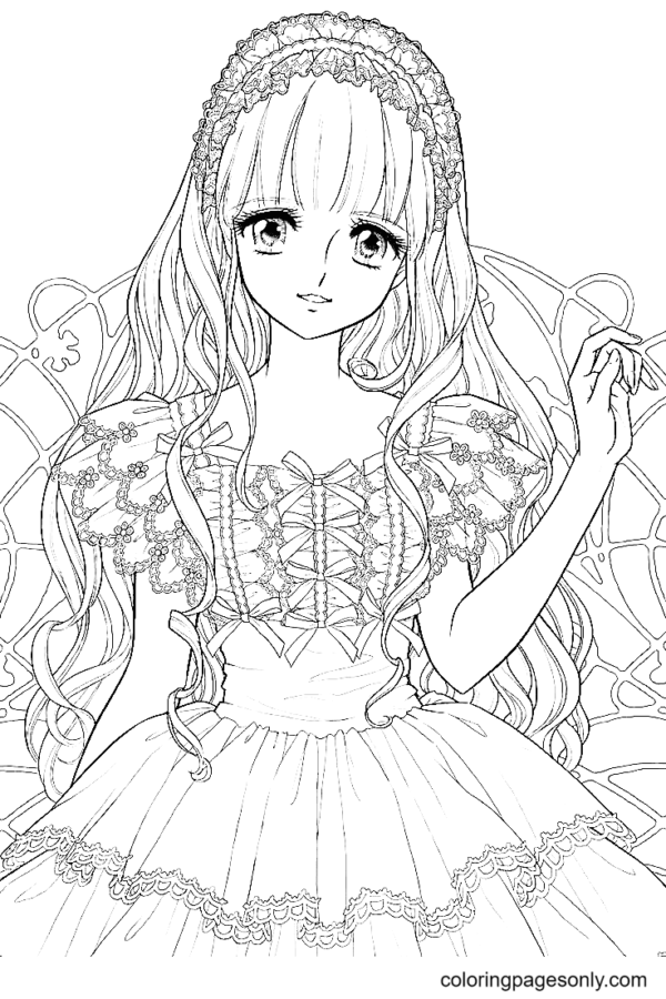 Long Hair Anime Girl Coloring Pages Printable for Free Download