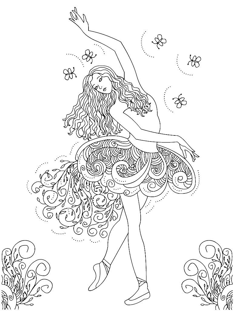 Desenhos de Bailarina Para Colorir e Imprimir - Pintar Grátis Online