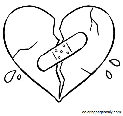 Broken Hearts Coloring Pages Printable for Free Download