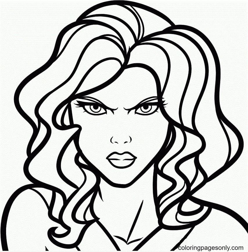 Continuous line drawing angry female facial Vector Image