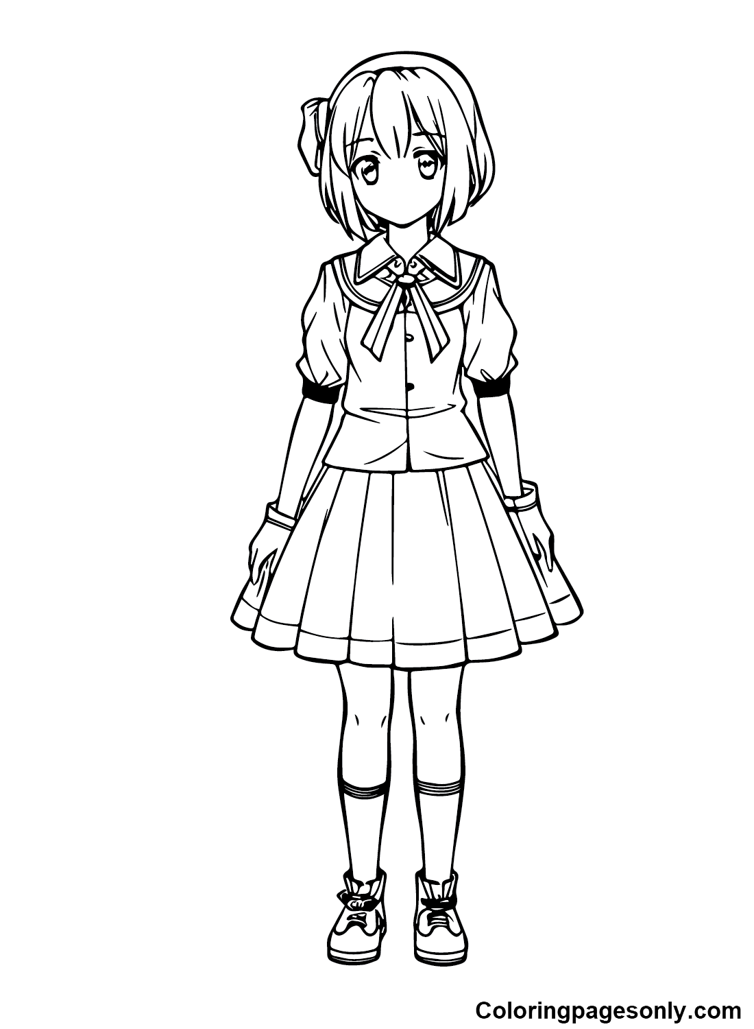 Anime-style girl coloring book illustration... - Stock Illustration  [103754514] - PIXTA