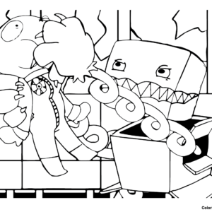 Coloring page Project Playtime : Boxy Boo being joyful. 74