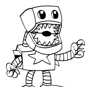 Coloring page Project Playtime : Boxy Boo leaping. 2