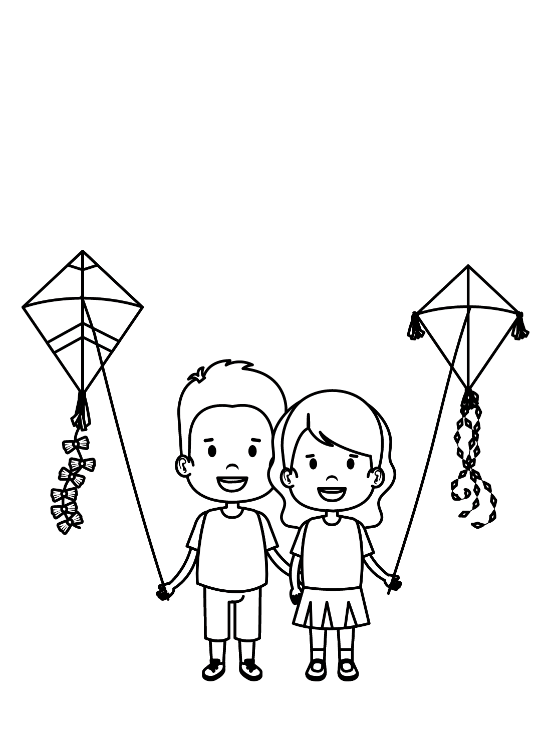 Flying kite coloring page | Download Free Flying kite coloring page for kids  | Best Coloring Pages