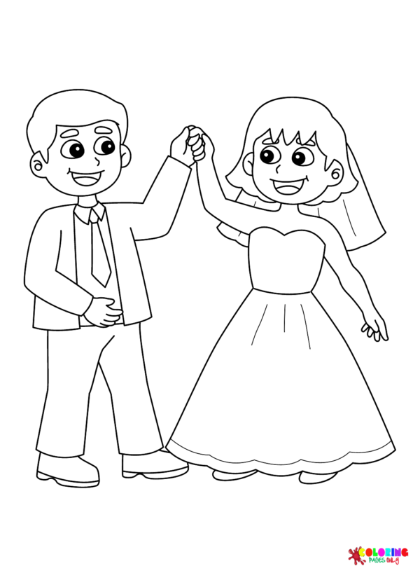 Bride and Groom Coloring Pages Printable for Free Download