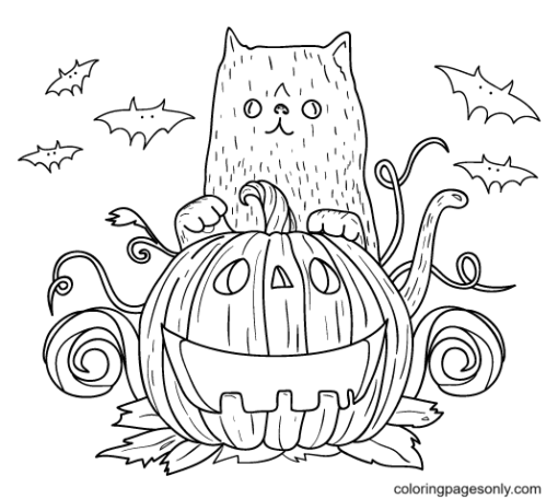 Halloween Cats Coloring Pages Printable for Free Download