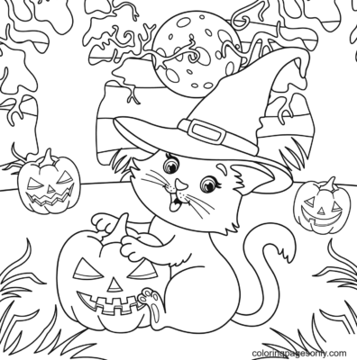 Halloween Cats Coloring Pages Printable for Free Download