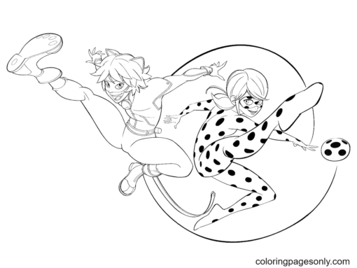 Ladybug and Cat Noir Coloring Pages Printable for Free Download