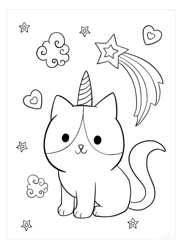 Unicorn Cat Coloring Pages Printable for Free Download