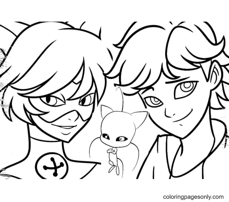 Ladybug and Cat Noir Coloring Pages Printable for Free Download