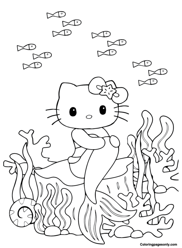 Hello Kitty Mermaid Coloring Pages Printable for Free Download