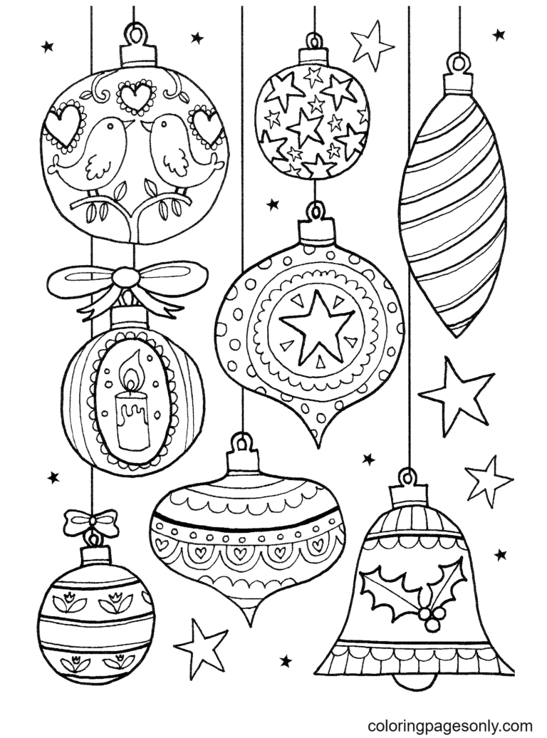 Christmas Ornaments Coloring Pages Printable for Free Download