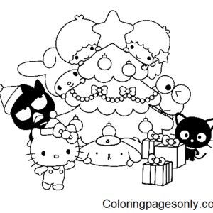 hello kitty christmas tree coloring pages