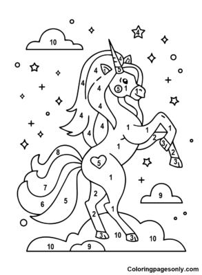 Unicorn Color By Number Coloring Pages Printable for Free Download