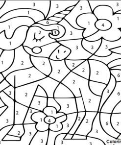 Unicorn Color By Number Coloring Pages Printable for Free Download