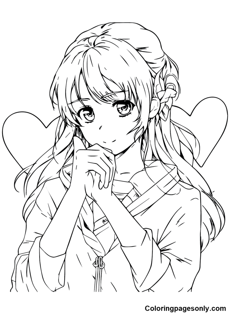 Anime Girl Coloring Pages Printable for Free Download