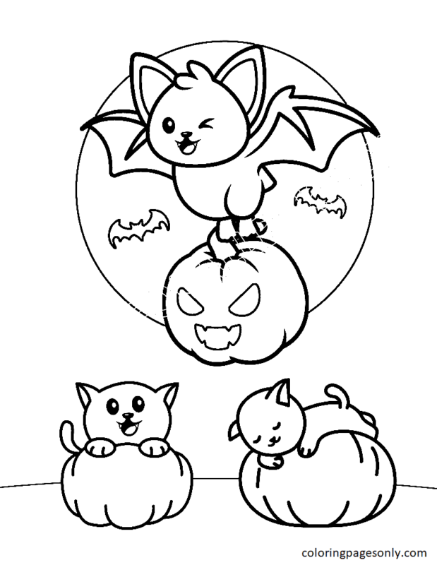 Halloween Bats Coloring Pages Printable for Free Download